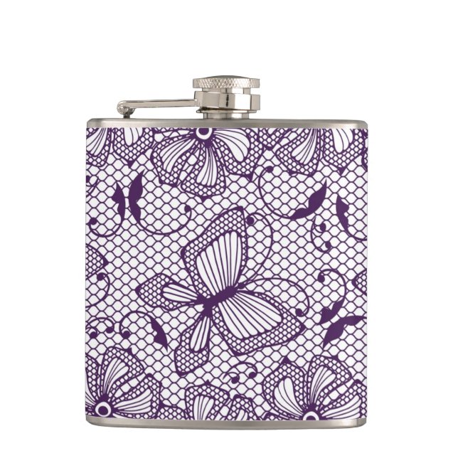 Flasques Motif de dentelle avec des papillons (Devant)