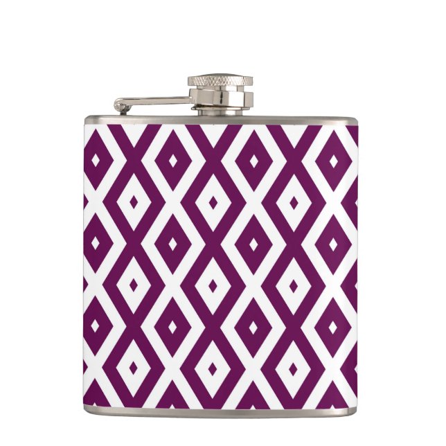 Flasques Motif de diamant blanc et violet de prune (Devant)