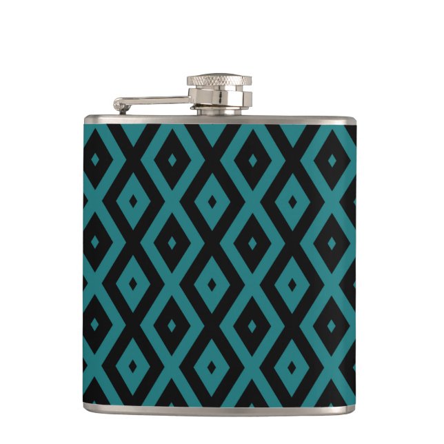 Flasques motif de diamants turquoise et noir (Devant)