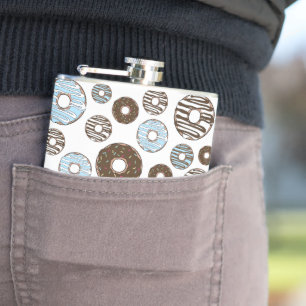 Flasques Motif De Donuts, Donuts Bleus, Donuts Brown