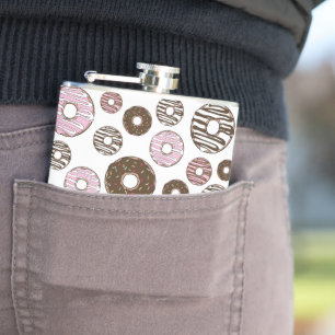 Flasques Motif De Donuts, Donuts Roses, Donuts Brown