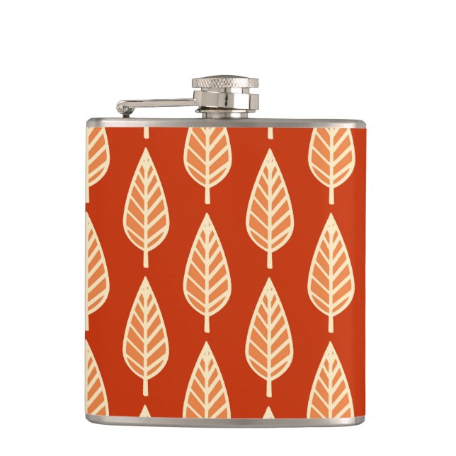Flasques Motif de feuille de hêtre - Tons de mandarine oran (Devant)