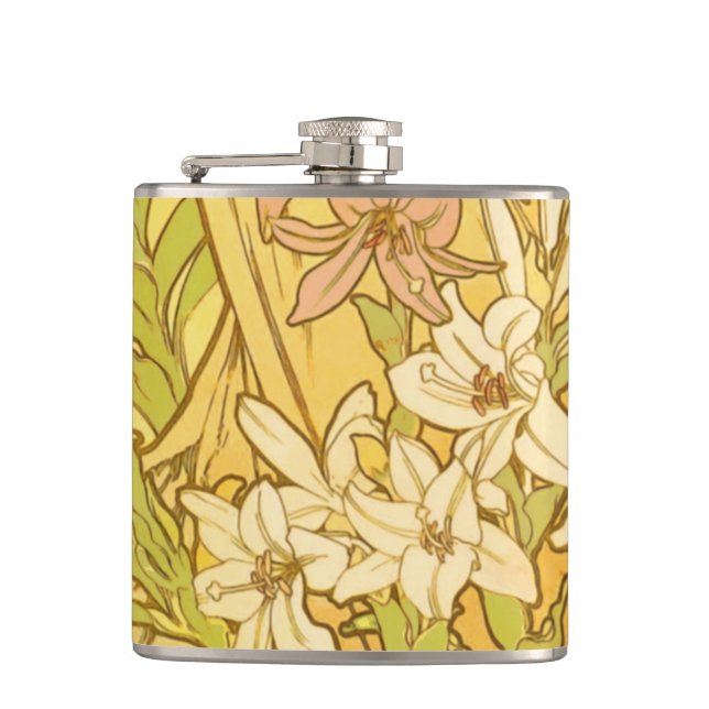 Flasques Motif de fleurs de lys d'Alphonse Mucha : Art nouv (Devant)