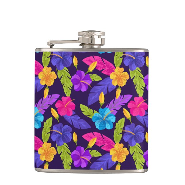 Flasques Motif de fleurs Feuilles tropicales colorées (Devant)