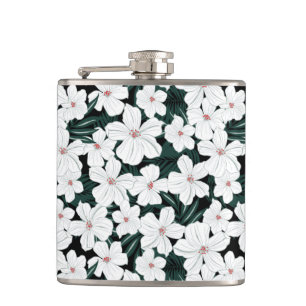 Flasques Motif de fleurs tropical blanc