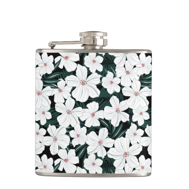 Flasques Motif de fleurs tropical blanc (Devant)