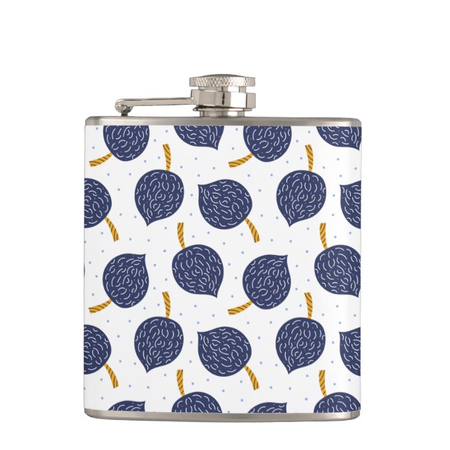 Flasques Motif de fruits de la bombe Abstraite bleue marine (Devant)