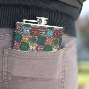 Flasques Motif de hibou multicolore