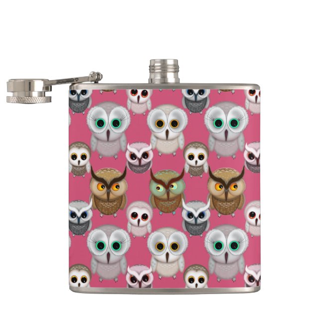 Flasques Motif de hiboux illustrés adorable (Ouvert)