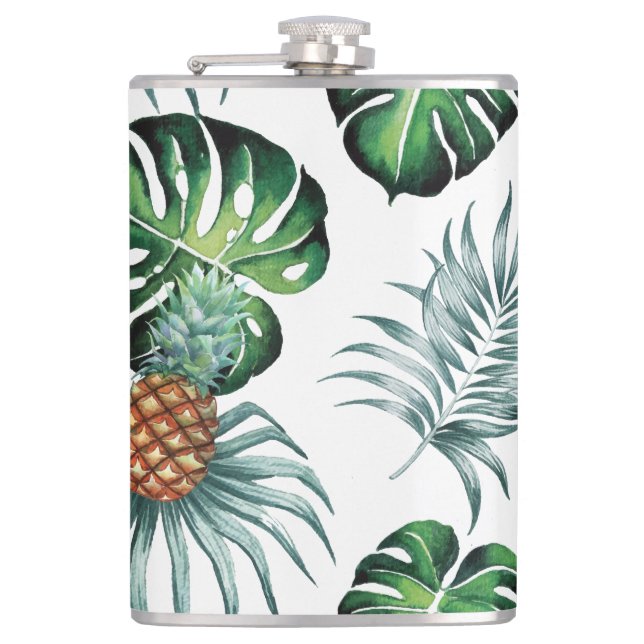 Flasques Motif de palmier de jungle à l'aquarelle tropicale (Devant)