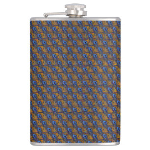 Flasques Motif de plumes de paon bleu et orange de minuit