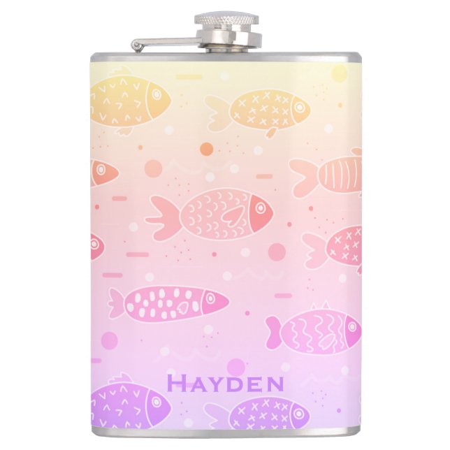 Flasques Motif de poisson couché de soleil rayonnant modern (Devant)
