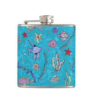 Flasques Motif de poissons de turquoise