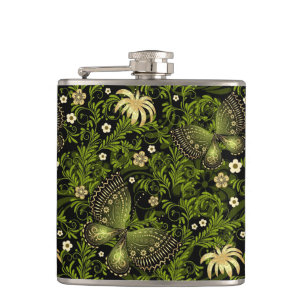 Flasques Motif de Vert-or de ressort