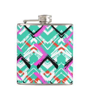 Flasques Motif de zigzag turquoise tiré par la main