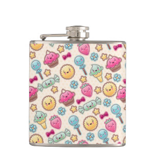 Flasques Motif d'enfant de Kawaii avec des griffonnages
