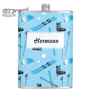 Flasques Motif d'équipement de ski bleu personnalisé