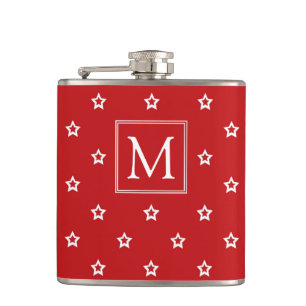 Flasques Motif des Etoiles Blanches sur Monogramme Rouge Lu