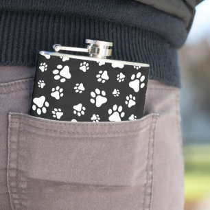 Flasques Motif des pattes, Empreintes de pattes, noir et bl