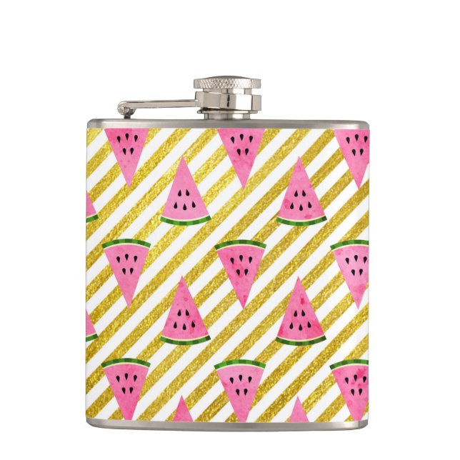 Flasques Motif d'été Pink Watermelon et Yellow Strip (Devant)