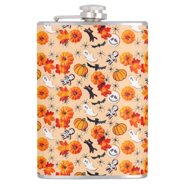 Flasques Motif d'Halloween mignon avec Citrouilles, Fantôme (Devant)
