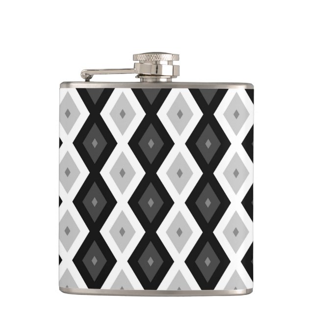 Flasques Motif diamant noir, blanc et gris (Devant)