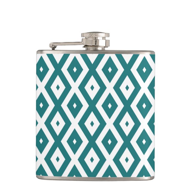 Flasques motif diamant turquoise et blanc (Devant)