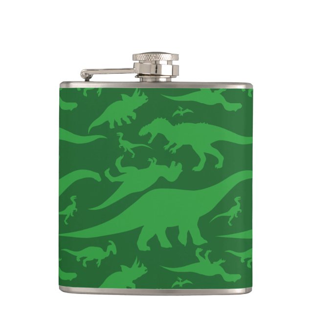 Flasques Motif Dinosaur Vert (Devant)