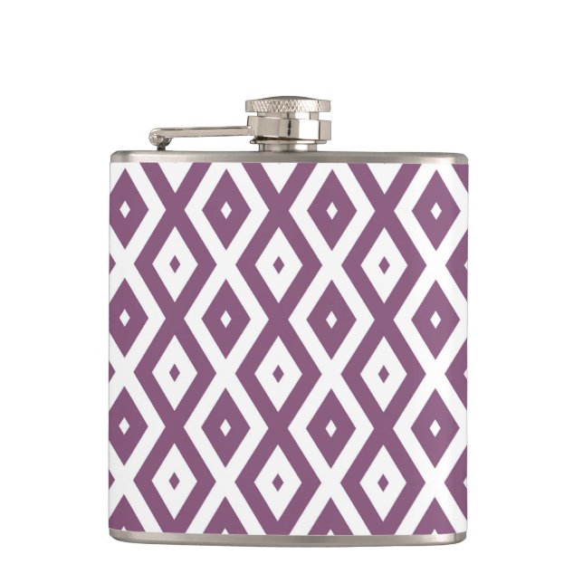Flasques Motif en diamant blanc et mauve (Devant)