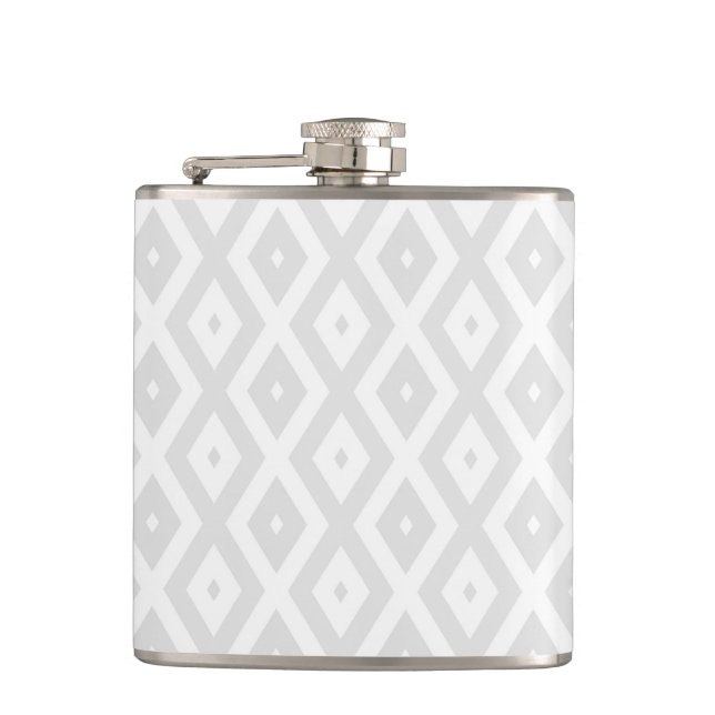 Flasques Motif en diamant gris clair et blanc (Devant)