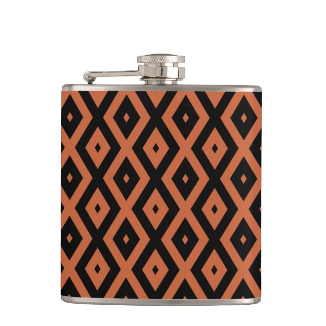 Flasques Motif en diamant orange et noir (Devant)