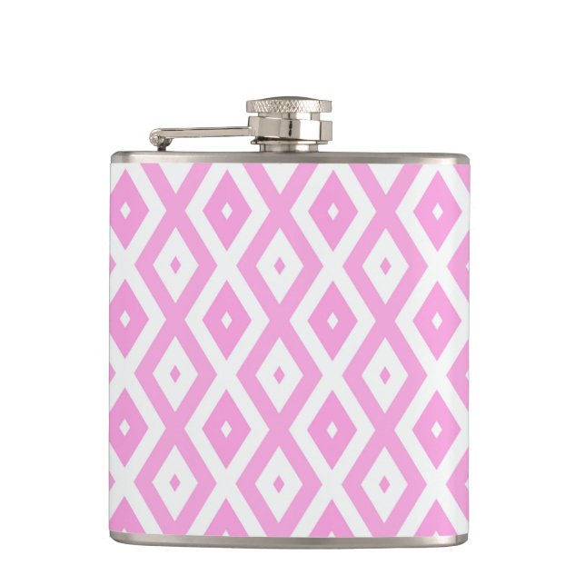 Flasques Motif en diamant rose et blanc (Devant)