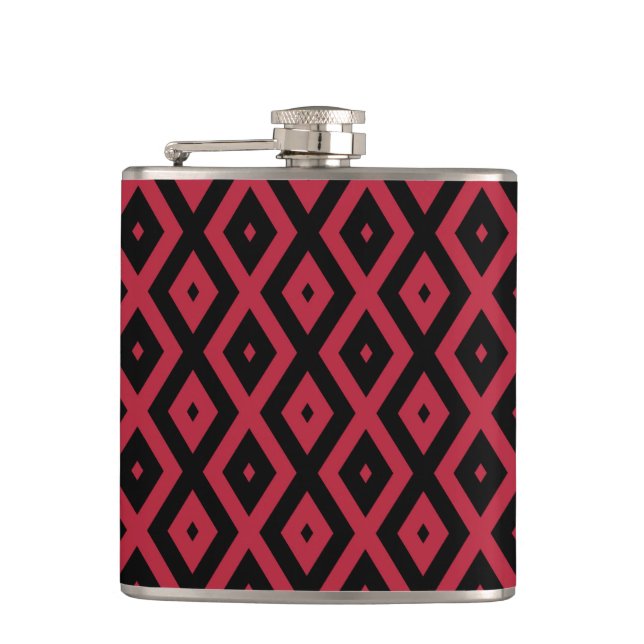 Flasques Motif en diamant rouge et noir (Devant)