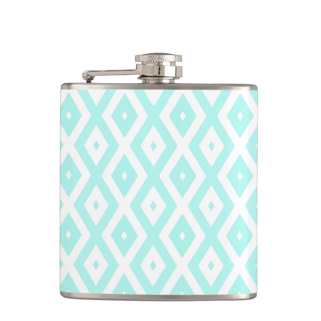 Flasques Motif en diamant Turquoise et blanc (Devant)