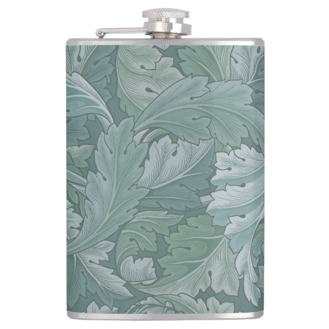 Flasques Motif feuille d'acanthe bleu sarcelle de William M (Devant)