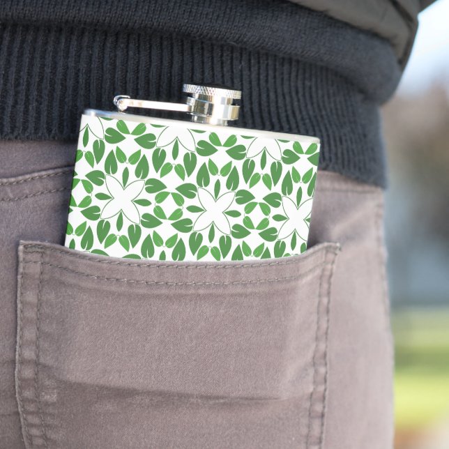 Flasques Motif Feuille, Motif De Feuilles, Feuilles Verts (En situation)