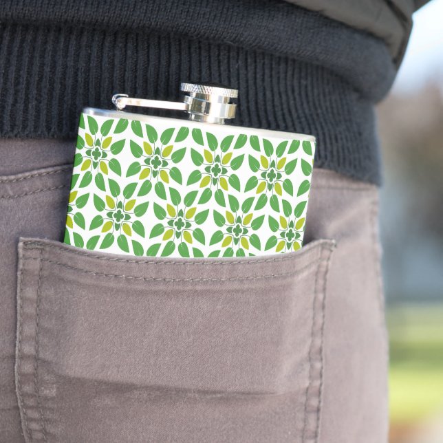 Flasques Motif Feuille, Motif De Feuilles, Feuilles Verts (En situation)