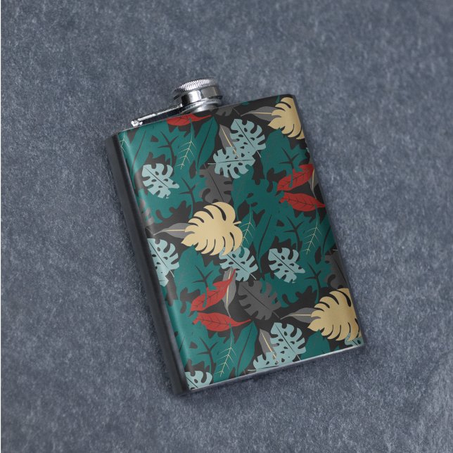 Flasques Motif Feuille tropical (forest leaves flask)