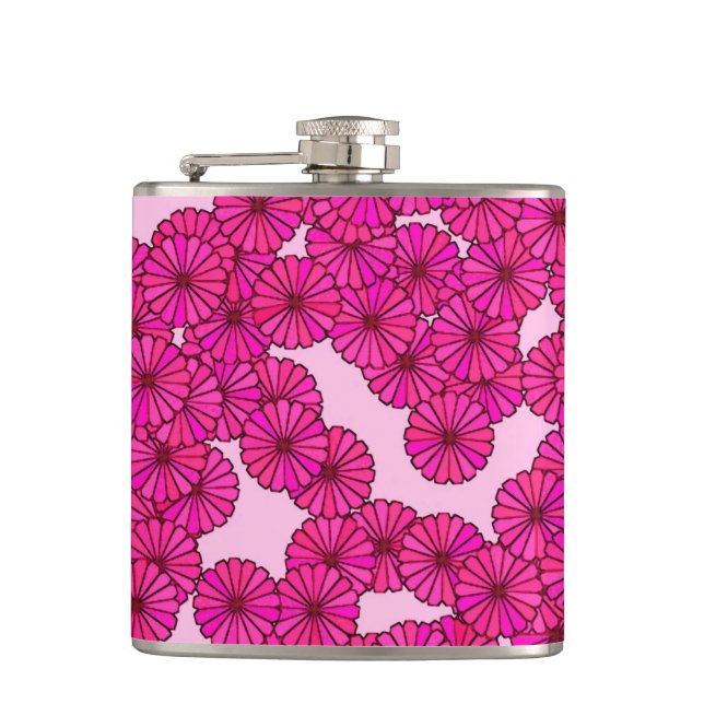 Flasques Motif floral Art Déco - magenta sur rose (Devant)