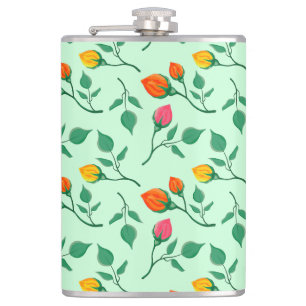 Flasques Motif floral avec fleurs roses colorées