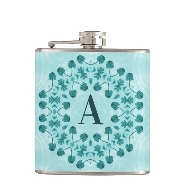 Flasques Motif floral, bleu Turquoise initial (Devant)