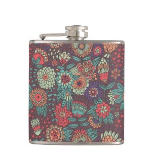 Flasques Motif floral coloré dans le style de bande