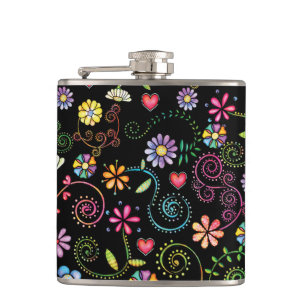 Flasques Motif floral coloré sans couture dessiné à la main