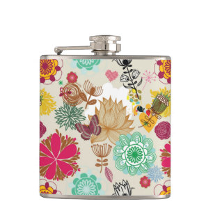 Flasques Motif floral dans le rétro style