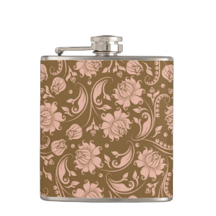 Flasques Motif floral de rose et de brun