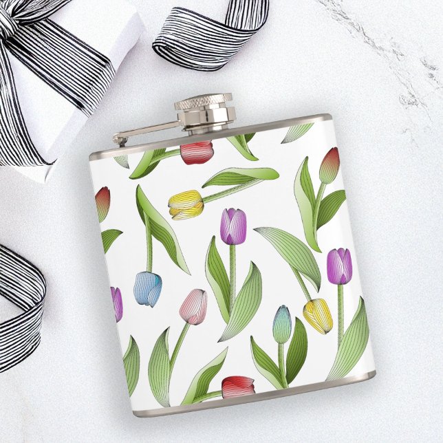 Flasques Motif floral de tulipe coloré moderne personnalisé (Créateur téléchargé)