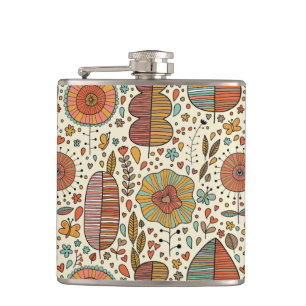 Flasques Motif floral d'été fait de feuille