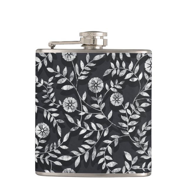 Flasques Motif floral élégant sur tableau noir (Devant)