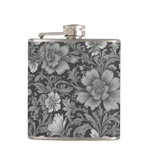 Flasques Motif floral monochrome vintage