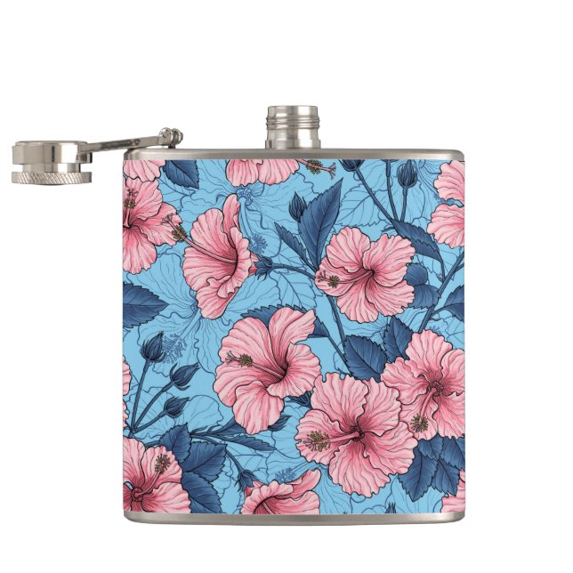 Flasques Motif floral tropical d'Hibiscus (Ouvert)